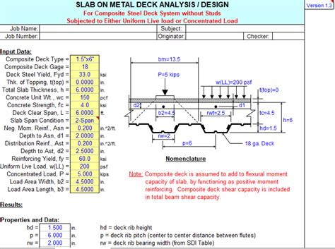 Deck Slab Design Excel Sheet