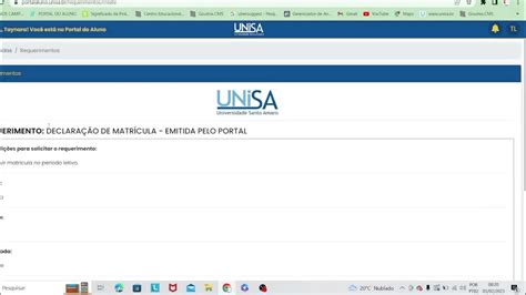 declaração de matricula unisa