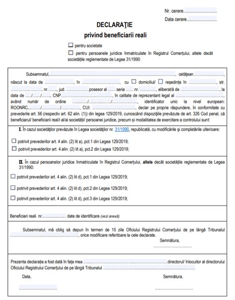 declaratie beneficiar real onrc