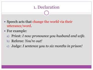 declaration example sentence speech act