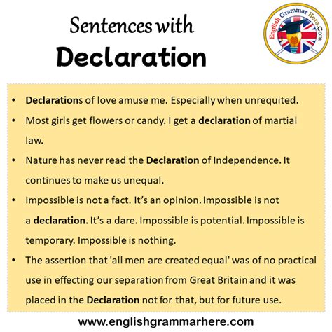 declaration in a sentence