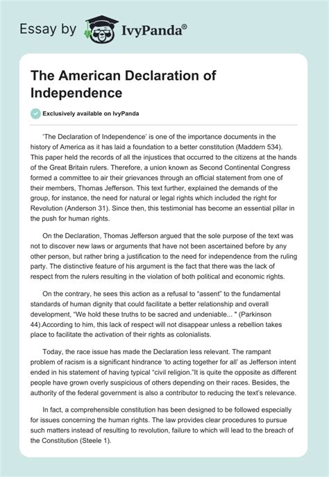 19 Update Declaration Of Independence Example Essays News Today