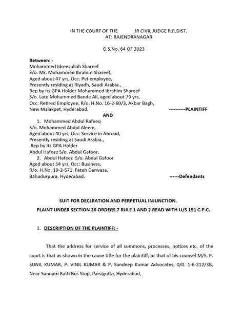 declaration suit meaning in kannada with example