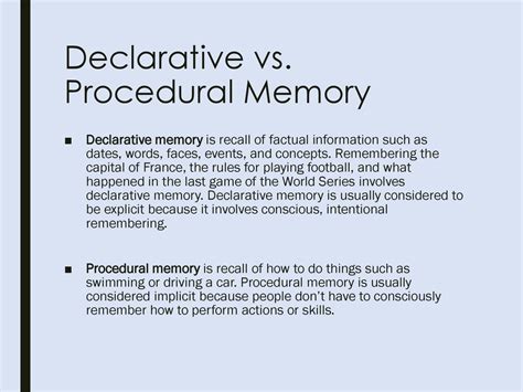 declarative memory vs procedural memory