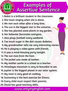 declarative or assertive sentence examples