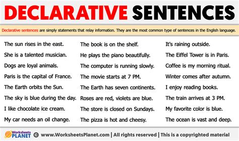 declarative sentence structure examples