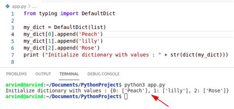 declare default dictionary python
