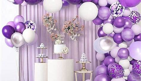 Deco Anniversaire Violet Et Blanc Mariage Mauve Argent Recherche Google Balloons