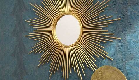 Grand miroir soleil en métal doré Déco murale salon