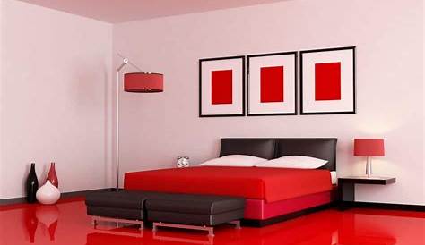 Deco Chambre Peinture Rouge «Color Zoning» En , Gris Et Blanc