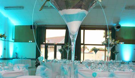 Deco De Table Bleu Turquoise Et Gris Mariage Blanc