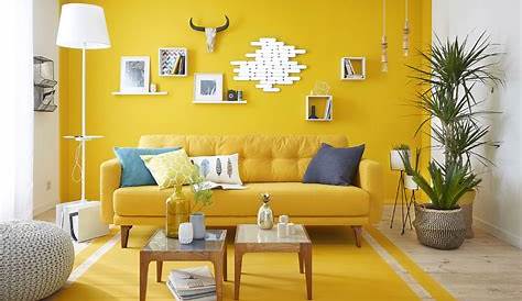 Deco Jaune Gris Salon Idee Mur Idée De Déco