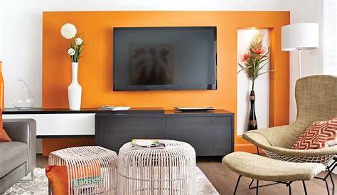 décoration salon mur orange