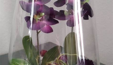 Deco Orchidee Vase Orchidée Céramique Noir H.53 Plante Artificielle Et
