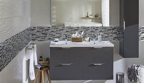 Idée décoration Salle de bain carrelage gris aspect