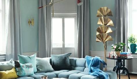 décoration salon bleu turquoise