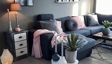 Deco Salon Noir Blanc Rose Et Gris Flat r, Living Room r
