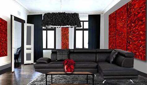 décoration salon noir blanc et rouge