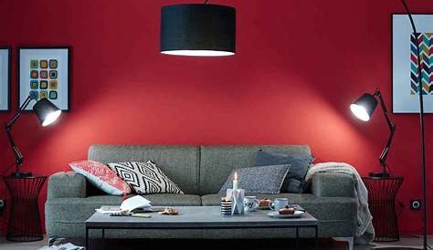 Deco Salon Rouge Noir Et Gris Quelle Peinture Quelle Couleur Autour D'un Canapé