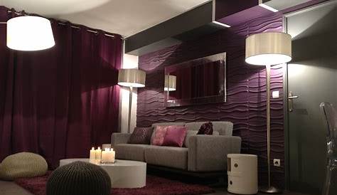 décoration salon gris blanc violet