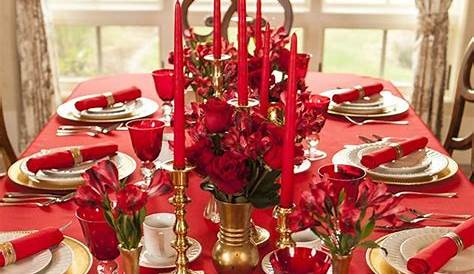 Deco noel table rouge et or Idée de luminaire et lampe