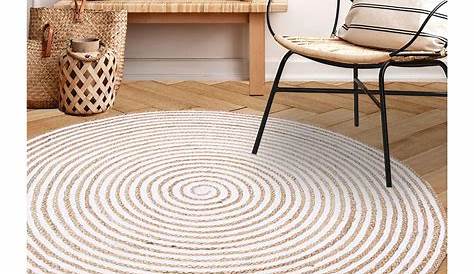 Deco Tapis Rond Déco En Jute "Shira" 120cm Kaki