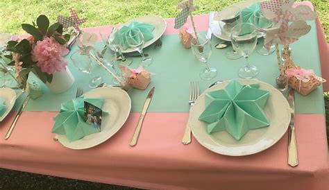 Table rose et vert d’eau Table rose, Idee deco mariage