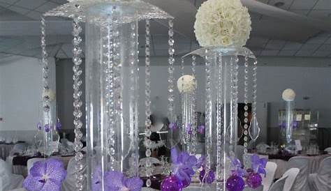 Table de mariage violette, argent et blanche mariage 