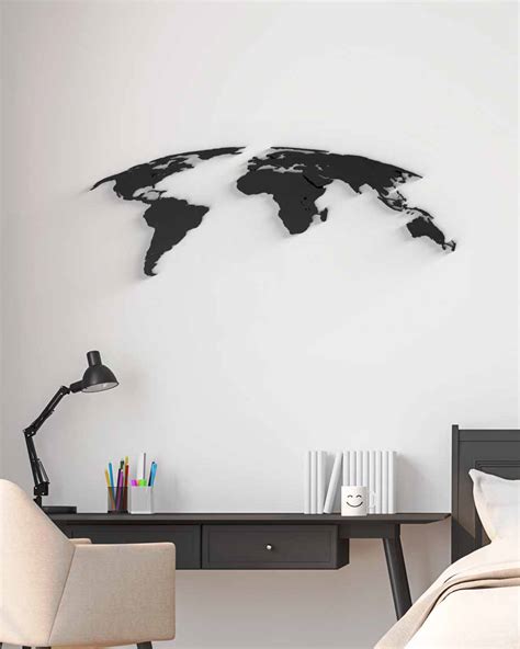 World décoration murale à plat en métal découpé • Je suis Art