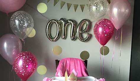 Decoration For 1st Birthday Girl At Home Qifu 25pcs One Year Old Balloons Baby First