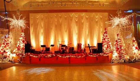 Decoration For Christmas Party Stage Snowy Winter With White Trees Wedding