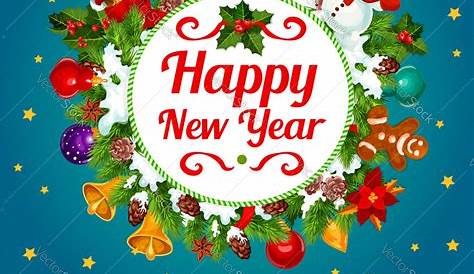 Decoration For New Year Card Happy Greeting . Colorful Christmas