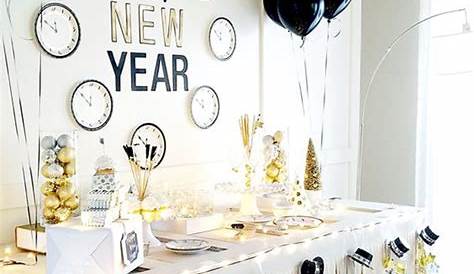 Happy New Year Banner Black Glitter Gold Polka Dots 2019