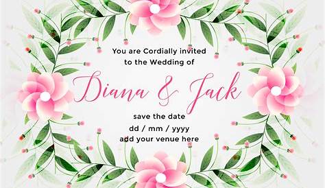 wedding card design with lovely flower decoration