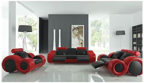 Decoration Salon Moderne Gris Et Rouge En Design En Image
