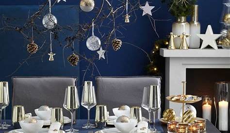 Une table de Noël bleu et or