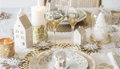 Decoration table de noel blanc et or Idée de luminaire