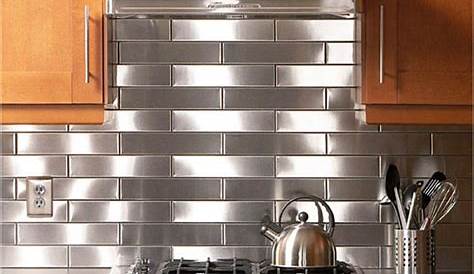 White kitchen with metal backsplash. EasyBacksplash Tin
