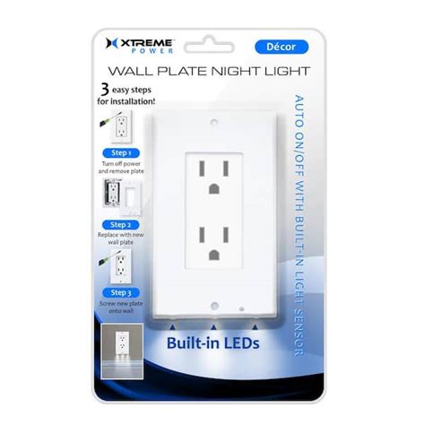 Decorative Wall Outlet With Built-In Night Light With Sensor