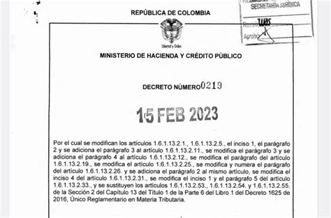 decreto 0219 del 15 de febrero de 2023