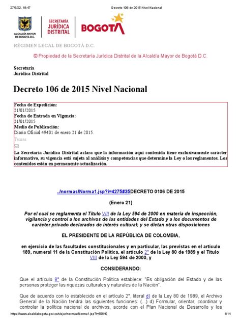 decreto 106 de 2015