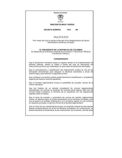 decreto 1073 de 2015 ministerio de minas