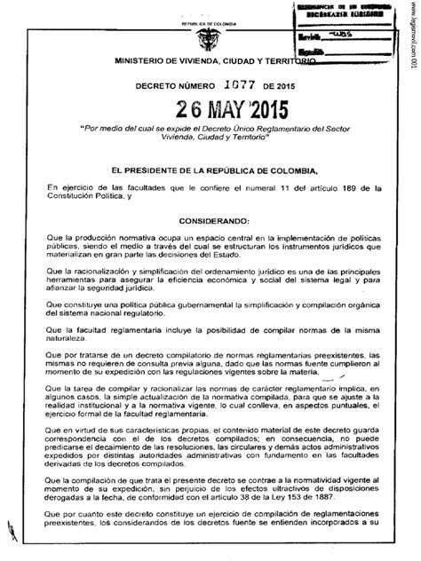 decreto 1077 de 2015 notas de vigencia