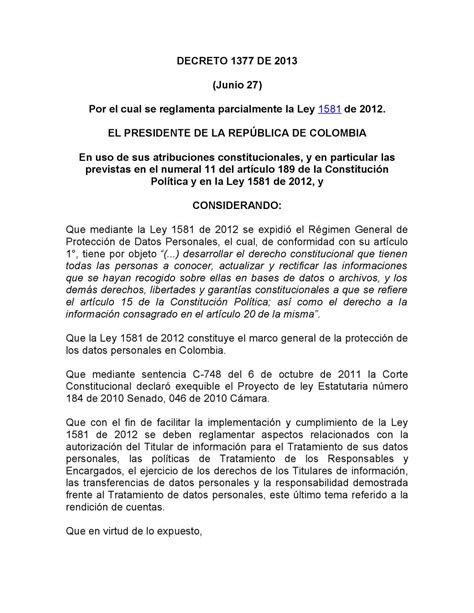 decreto 1377 de 2013 suin
