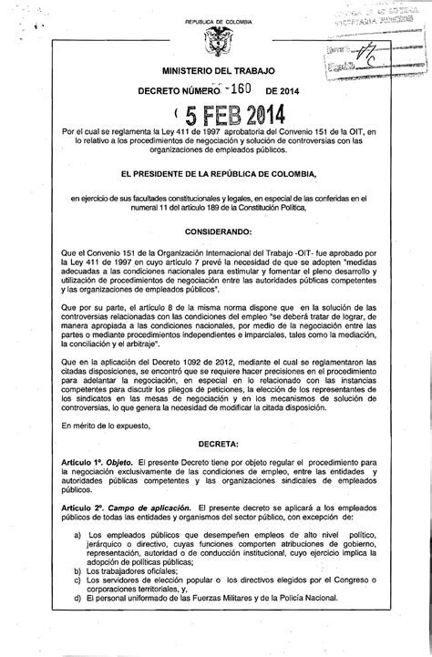 decreto 160 del 2014