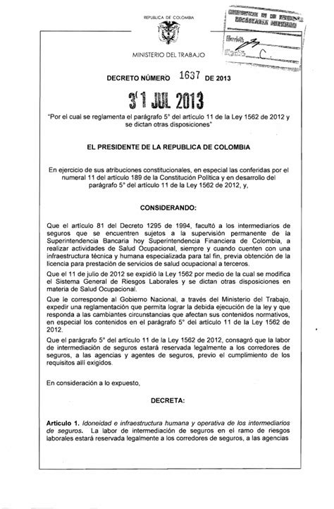 decreto 1637 de 2013