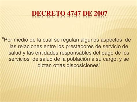 decreto 4747 de 2007 resumen