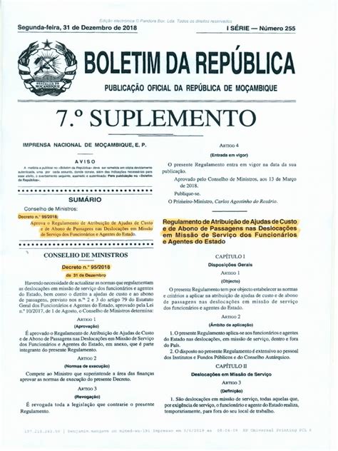 decreto 95/2018 de 31 de dezembro