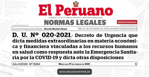 decreto de urgencia 020-2021