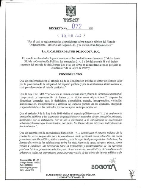 decreto distrital 072 de 2023